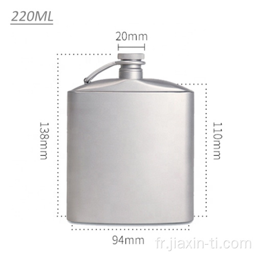 Flagon plat en titane pour camping en plein air